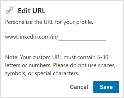 Modifica l'URL del tuo profilo LinkedIn.