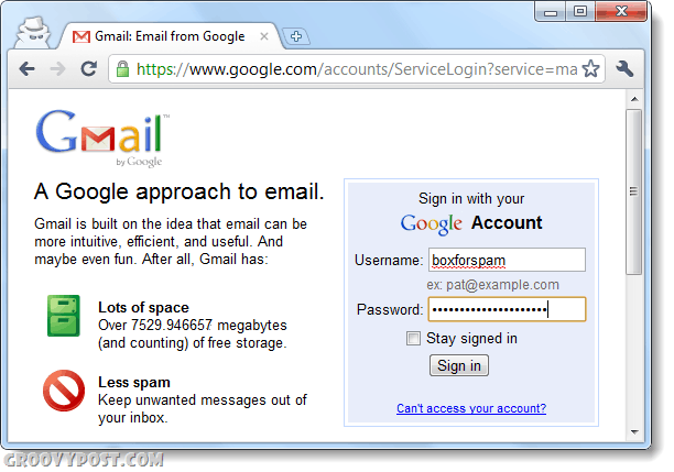 accedi a Gmail una seconda volta usando l'incognito per l'accesso a più account