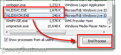 fine del processo di accesso all'ID di Windows Live