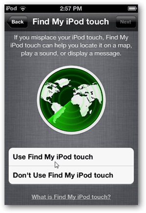 Configura iCloud Trova m Ipod Touch