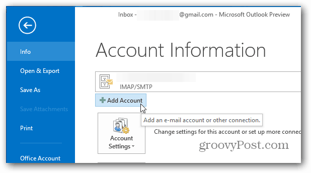 Aggiungi account Outlook 2013