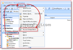 Immagine su come recuperare gli elementi eliminati in Outlook 2007