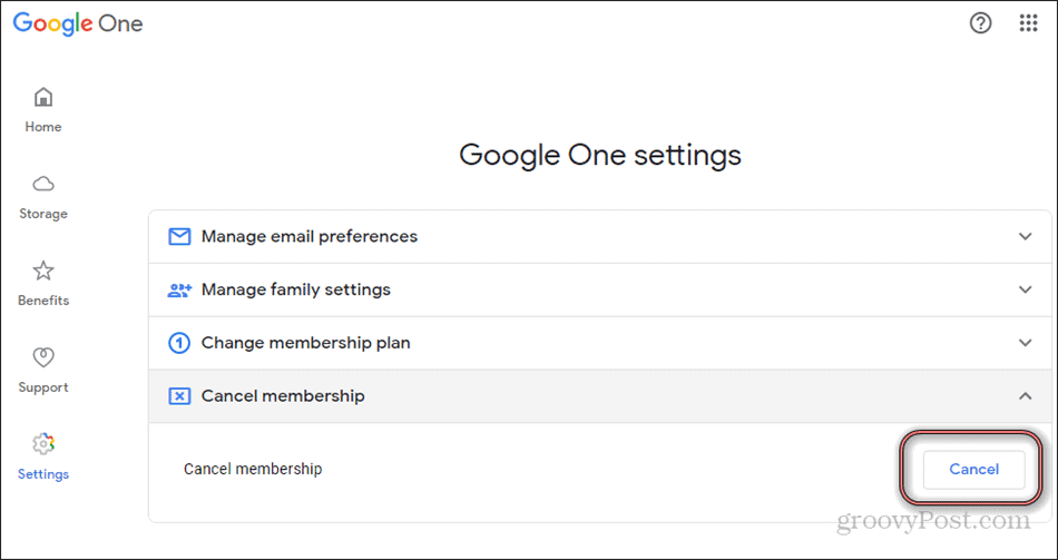 Google One annulla l'abbonamento