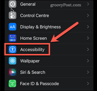 menu di accessibilità dell'iPhone