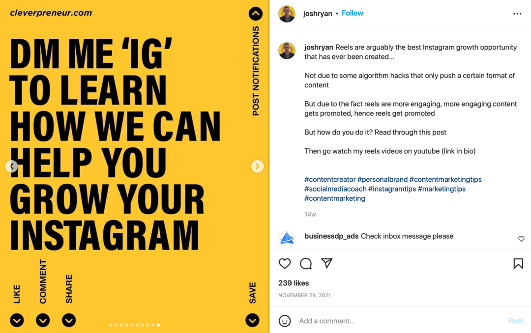 Crescere un seguito di Instagram che converte: Social Media Examiner