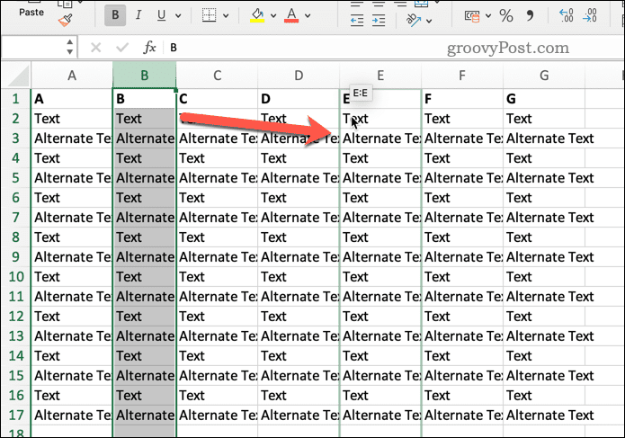 Spostare una colonna in Excel