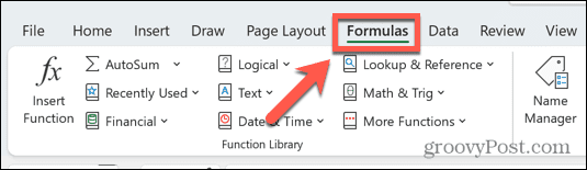 menu formula excel