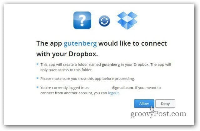 il progetto gutenberg si collega a dropbox