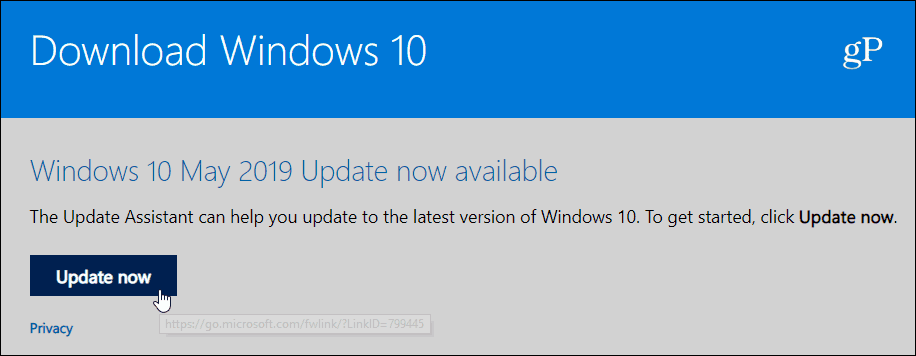 Aggiornamento Windows 10 1903 maggio 2019 Aggiornamento