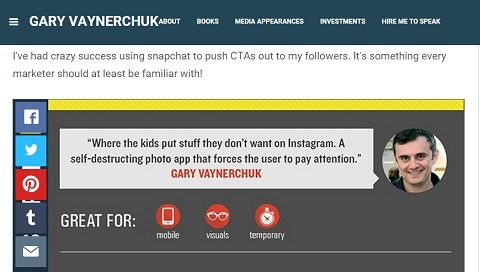Citazione di Gary Vanderchuk sull'importanza di Snapchat