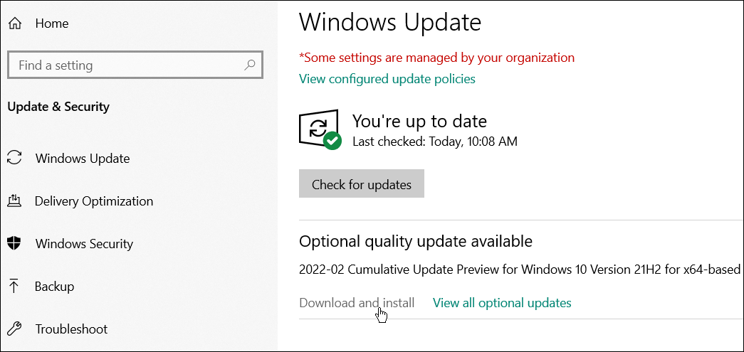 Windows Update corregge la barra delle applicazioni di Windows visualizzata a schermo intero