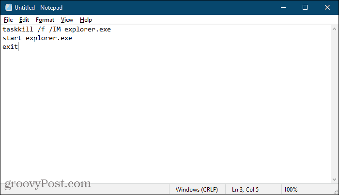Crea un file batch usando Blocco note in Windows 10
