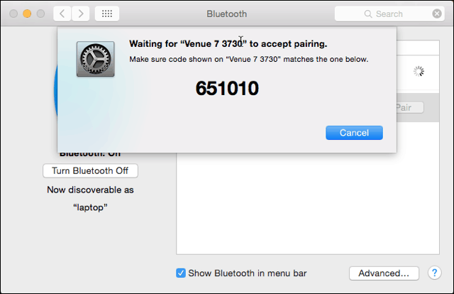 Accoppiamento Bluetooth sul lato Mac