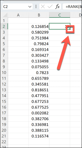 maniglia di trascinamento excel