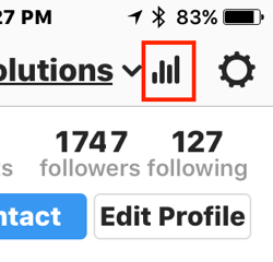 Tocca l'icona del grafico a barre per accedere ai tuoi Instagram Insights.
