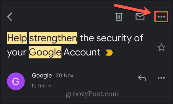 Icona a tre punti di Gmail