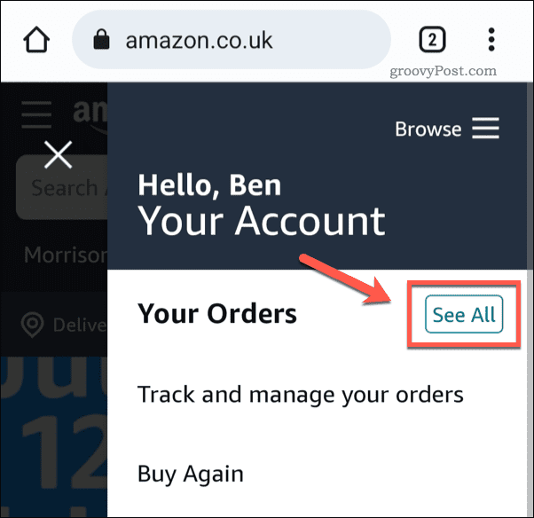 Vedi tutti gli ordini su Amazon mobile