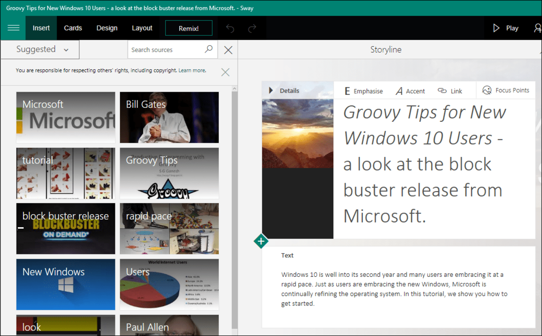 Come creare il tuo primo Microsoft Sway