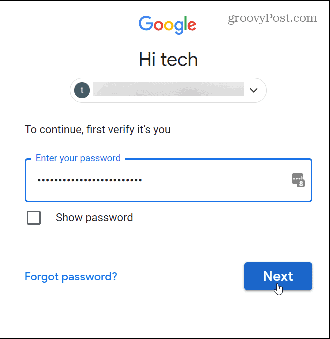sbloccare con password per verificare le informazioni