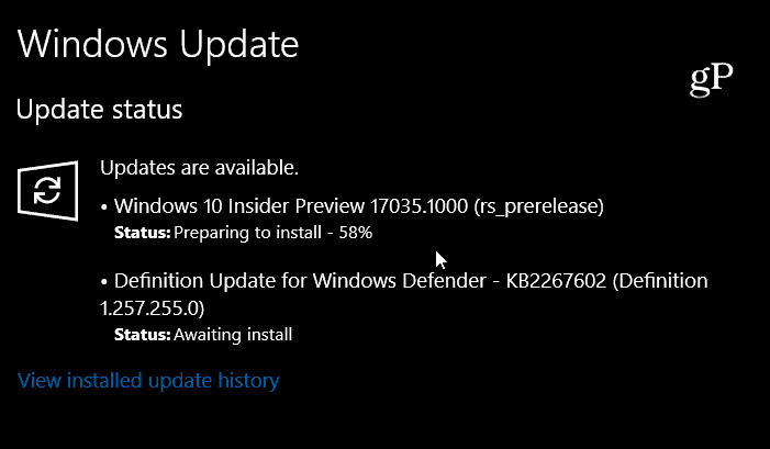 Anteprima di Windows 10 Build 17035