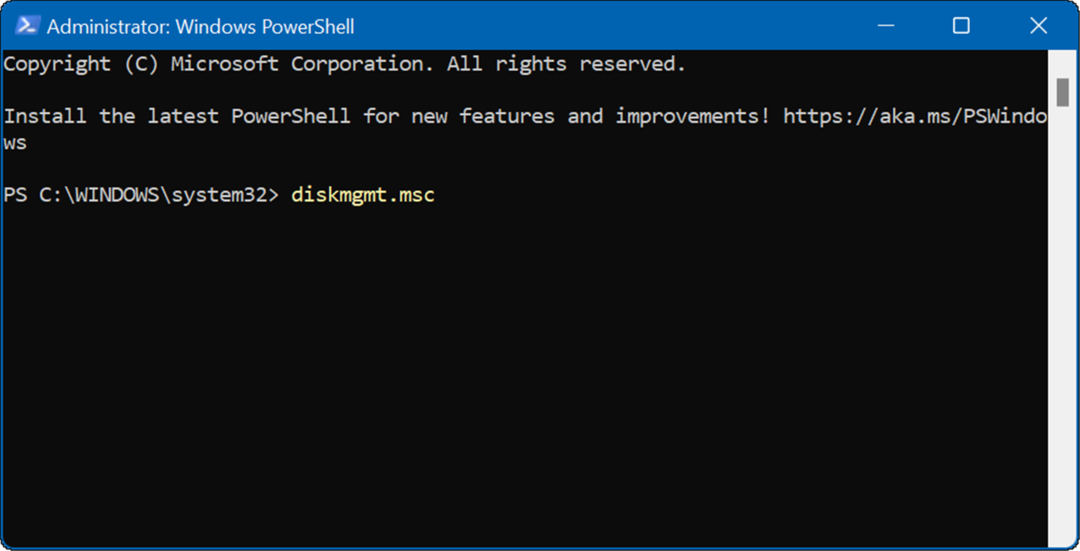 diskmgmt_msc apre la gestione del disco su Windows 11