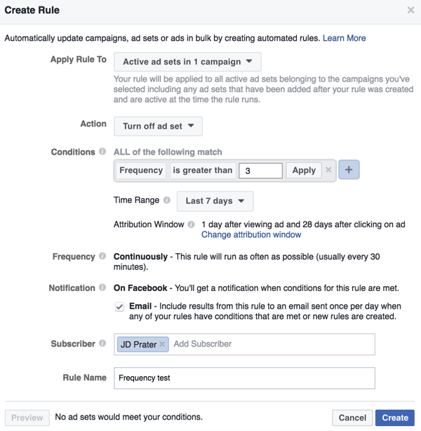 Imposta una regola automatizzata di Facebook in Power Editor.