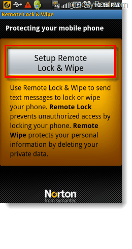 configura norton android remote lock e wipe