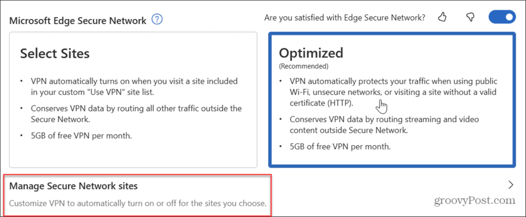 Usa Microsoft Edge VPN