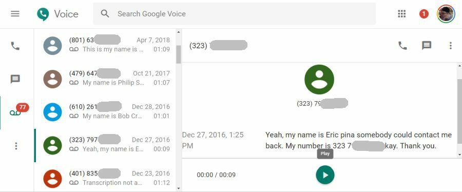 messaggi vocali di google voice