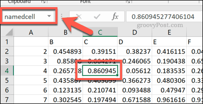 Un riferimento di cella denominato in Excel