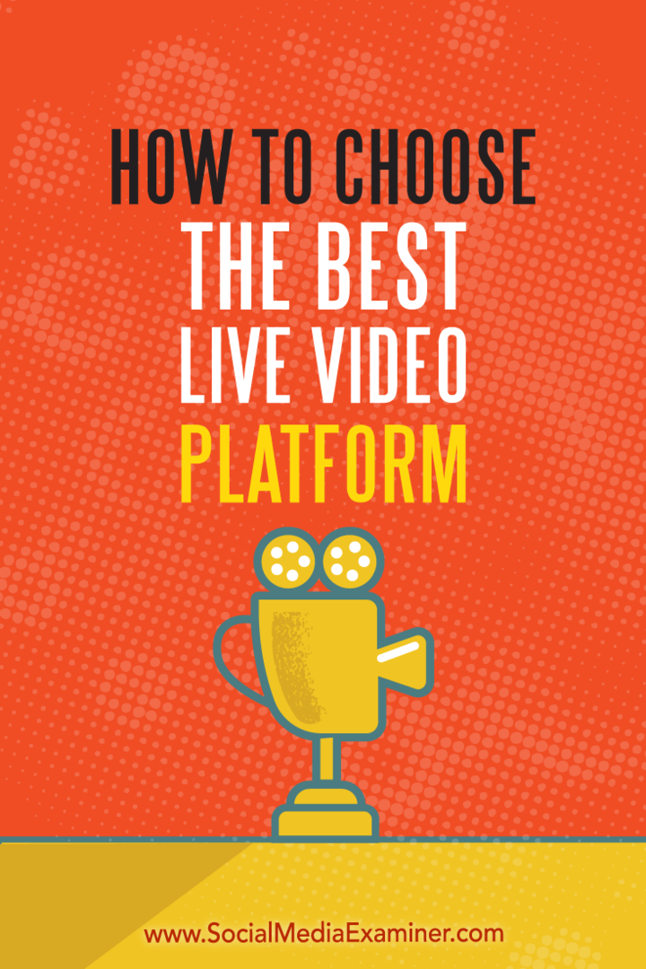Come scegliere la migliore piattaforma di video live di Joel Comm su Social Media Examiner.