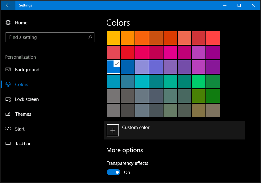 Come modificare il colore e l'aspetto nell'aggiornamento dei creatori di Windows 10