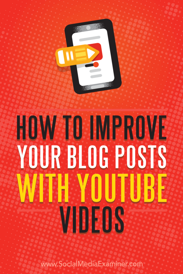 Come migliorare i tuoi post sul blog con i video di YouTube di Ana Gotter su Social Media Examiner.