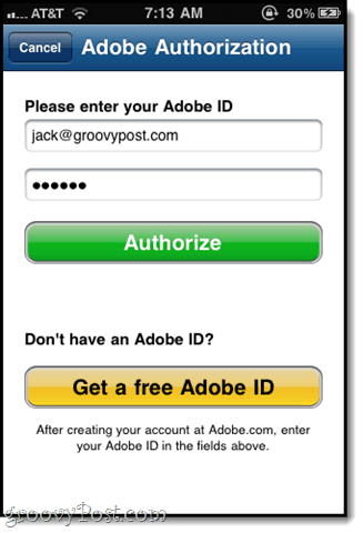 autorizza con il tuo ID Adobe