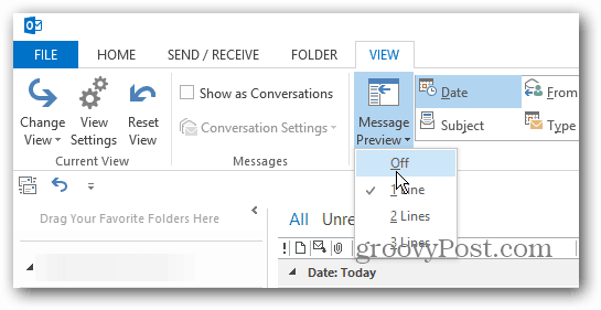 Come personalizzare l'anteprima dei messaggi in Outlook 2013
