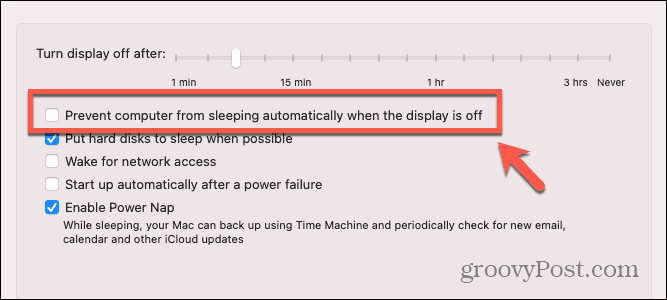 casella di controllo mac impedisce al mac di andare in stop quando lo schermo è spento
