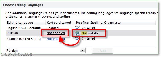 abilitare il controllo ortografico e il layout della tastiera per le lingue di origine in Office 2010