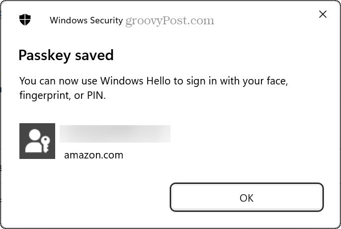 conferma il PIN Windows Hello