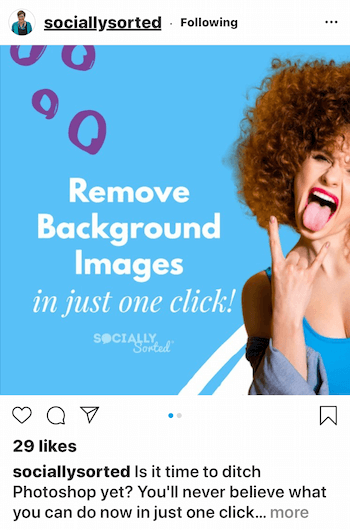 Post di Instagram socialmente ordinato con carattere chiaro su sfondo più scuro