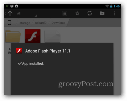 Android Flash Player installato