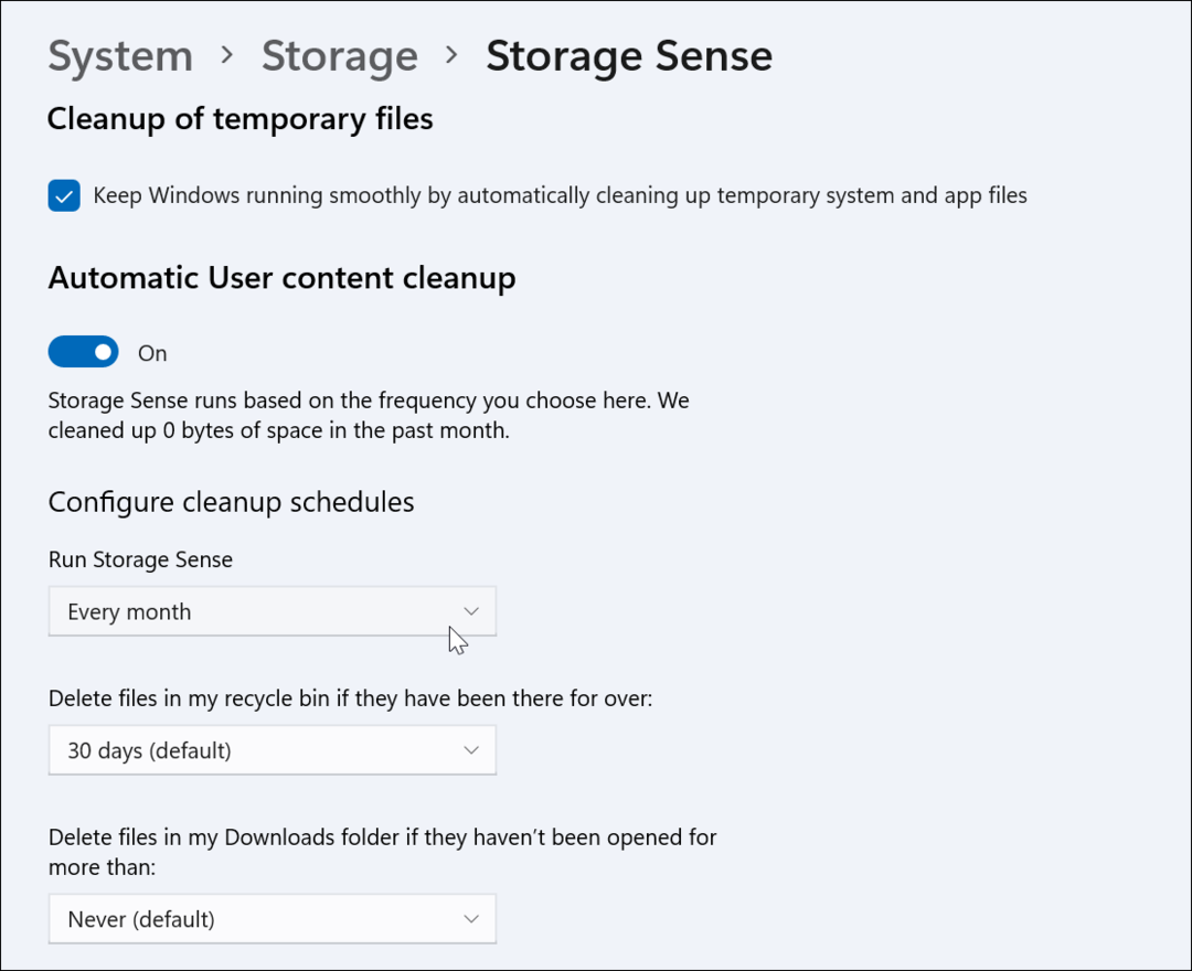 Come abilitare e configurare il senso di archiviazione su Windows 11