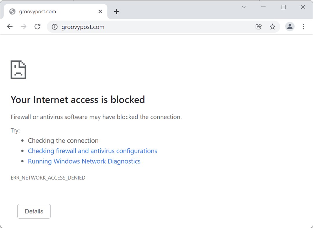  Accesso a Internet bloccato Google Chrome