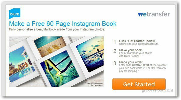 WeTransfer offre un libro fotografico Instagram gratuito di 60 pagine
