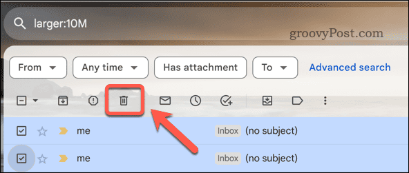 Eliminazione delle email di Gmail dai risultati di ricerca