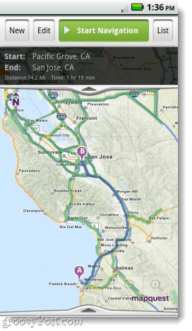 Mapquest per la navigazione delle app Android