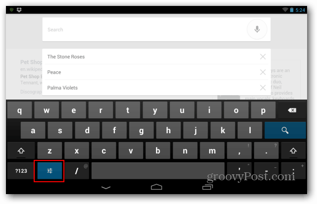 Pulsante impostazioni tastiera Nexus 7