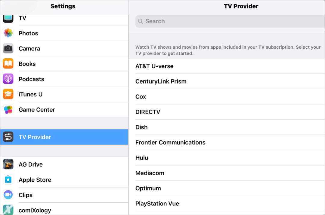 Provider TV iOS