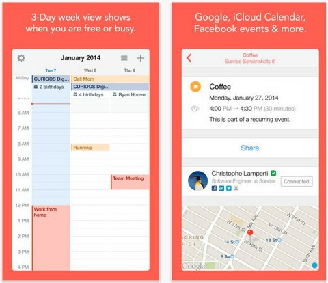 app per iPhone con calendario alba