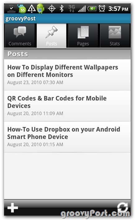 Wordpress su Android crea post