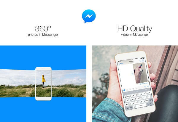 Facebook ha introdotto la possibilità di inviare foto a 360 gradi e condividere video di qualità ad alta definizione in Messenger.